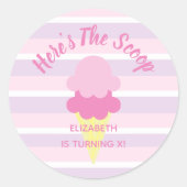Hier is de Scoop Ice Cream Summer Birthday Ronde Sticker (Voorkant)