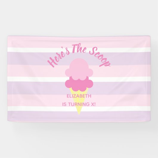 Hier is de Scoop Ice Cream Summer Birthday Spandoek (Horizontaal)