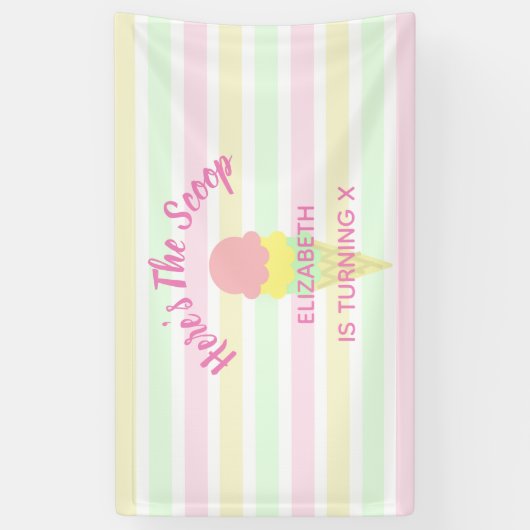 Hier is de Scoop Ice Cream Summer Birthday Spandoek (Verticaal)