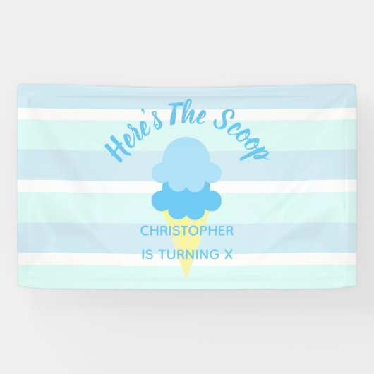 Hier is de Scoop Ice Cream Summer Boy Birthday Spandoek (Horizontaal)