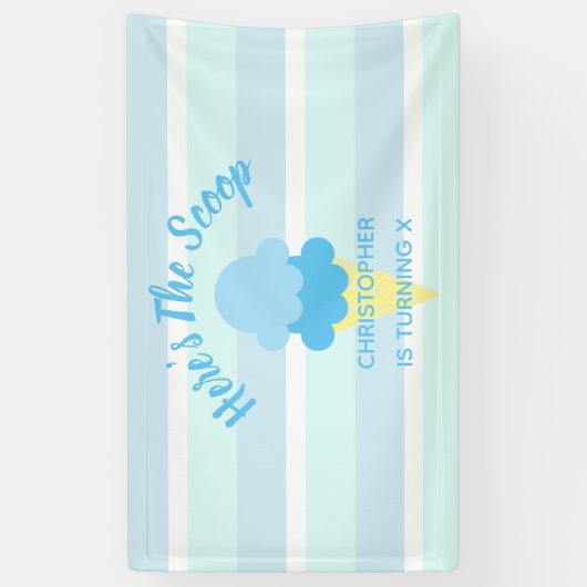Hier is de Scoop Ice Cream Summer Boy Birthday Spandoek (Verticaal)