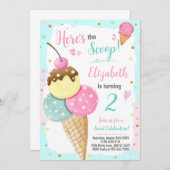 Hier is de Scoop Ice Cream Verjaardag Kaart (Voorkant / Achterkant)