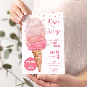 Hier is de Scoop Ice Cream Verjaardagsfeestje Uitn Kaart