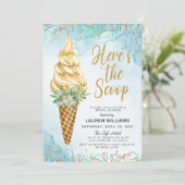 Hier is de Scoop Ice Cream Vrijgezellenfeest Invit Kaart (Staand voorkant)