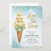Hier is de Scoop Ice Cream Vrijgezellenfeest Invit Kaart (Voorkant / Achterkant)