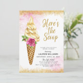 Hier is de Scoop Ice Cream Vrijgezellenfeest Invit Kaart (Staand voorkant)