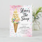 Hier is de Scoop Ice Cream Vrijgezellenfeest Invit Kaart (Staand voorkant)