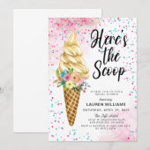 Hier is de Scoop Ice Cream Vrijgezellenfeest Invit Kaart (Voorkant / Achterkant)