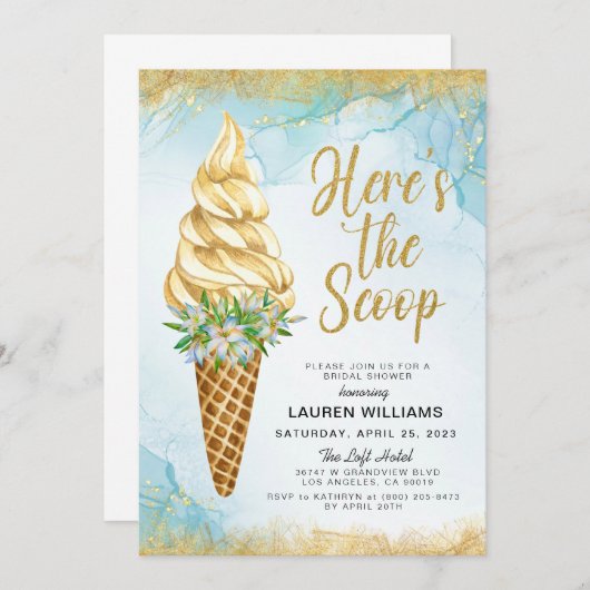 Hier is de Scoop Ice Cream Vrijgezellenfeest Invit Kaart (Voorkant / Achterkant)