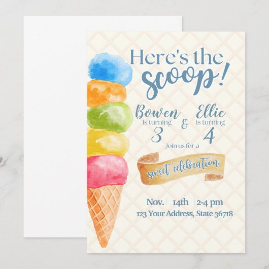 Hier is de scoop kaart (Voorkant / Achterkant)