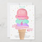 Hier is de Scoop Kleurrijke Ice Cream Invite Kaart (Voorkant)