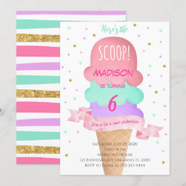 Hier is de Scoop Kleurrijke Ice Cream Invite Kaart
