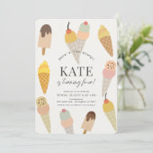 Hier is de Scoop Kleurrijke Ice Cream Kids Verjaar Kaart (Staand voorkant)