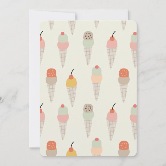 Hier is de Scoop Kleurrijke Ice Cream Kids Verjaar Kaart (Achterkant)