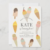 Hier is de Scoop Kleurrijke Ice Cream Kids Verjaar Kaart (Voorkant)