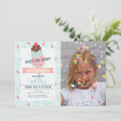 Hier is de Scoop Mint Ice Cream Photo Birthday Kaart (Staand voorkant)