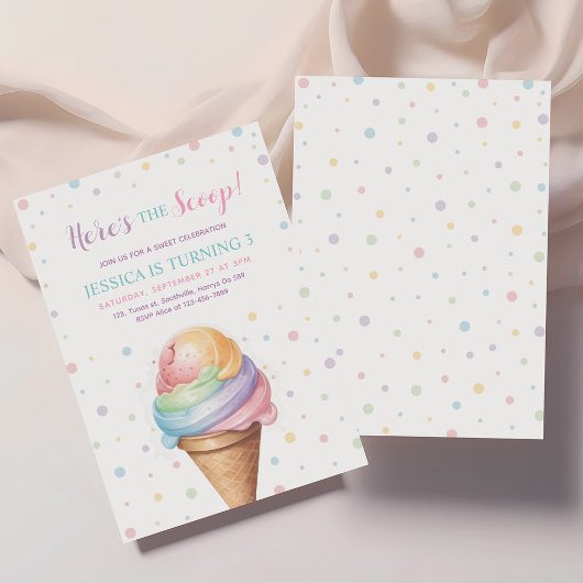 Hier is de Scoop Pastel kleur Ice Cream Verjaardag Kaart
