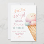 Hier is de Scoop Pastel Pink Ice Cream Verjaardag Kaart (Voorkant)
