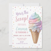 Hier is de Scoop Pastel Pink Ice Cream Verjaardag Kaart (Voorkant)
