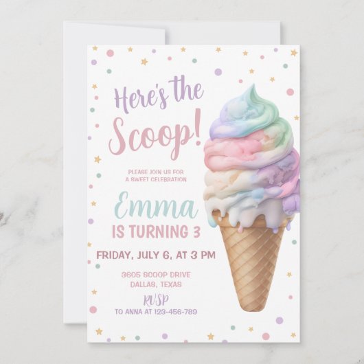 Hier is de Scoop Pastel Pink Ice Cream Verjaardag Kaart (Voorkant)