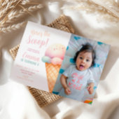 Hier is de Scoop Pastel Pink Ice Cream Verjaardag Kaart