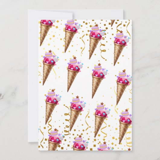 Hier is de Scoop Pink Gold Ice Cream Birthday Kaart (Achterkant)