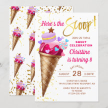 Hier is de Scoop Pink Gold Ice Cream Birthday