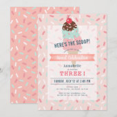 Hier is de Scoop Pink Ice Cream Birthday Kaart (Voorkant / Achterkant)