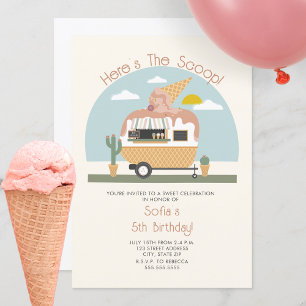 Hier is de Scoop Pink Ice Cream Birthday Kaart