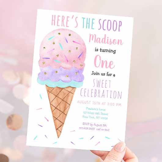Hier is de Scoop Pink Ice Cream Birthday Kaart