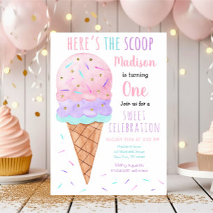 Hier is de Scoop Pink Ice Cream Birthday Kaart