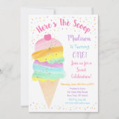 Hier is de Scoop Rainbow Ice Cream Birthday Kaart (Voorkant)