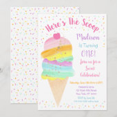 Hier is de Scoop Rainbow Ice Cream Birthday Kaart (Voorkant / Achterkant)