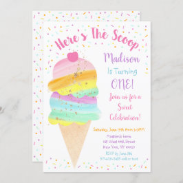 Hier is de Scoop Rainbow Ice Cream Birthday Kaart