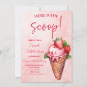 Hier is de scoop! Roze Ijsje Verjaardagsfeest Kaart (Voorkant)