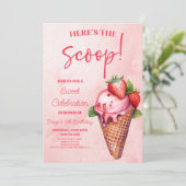 Hier is de scoop! Roze Ijsje Verjaardagsfeest Kaart (Staand voorkant)