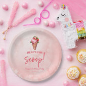 Hier is de Scoop Roze Rood IJs Verjaardagsfeestje Papieren Bordje (Feest)