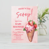Hier is de scoop! Strawberry Ice Cream Baby shower Kaart (Staand voorkant)