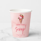Hier is de scoop! Strawberry Ice Cream Baby shower Papieren Bekers (Achterkant)