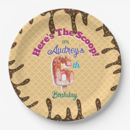 Hier is de Scoop Waffle Cone uitnodiging Papieren Bordje