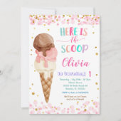 Hier is de Scoops Cone Ice Cream Birthday Party Kaart (Voorkant)