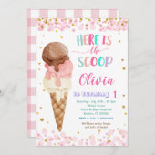 Hier is de Scoops Cone Ice Cream Birthday Party Kaart (Voorkant / Achterkant)