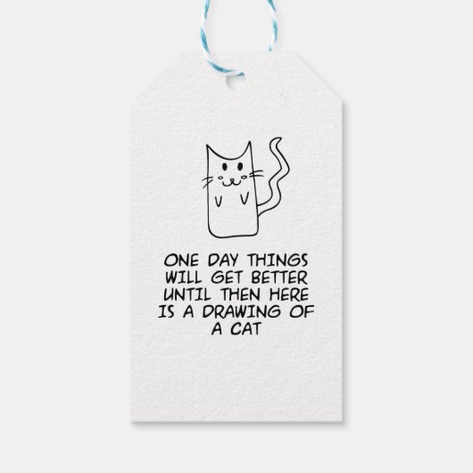 Hier is de tekening van een kat cadeaulabel (Achterkant)