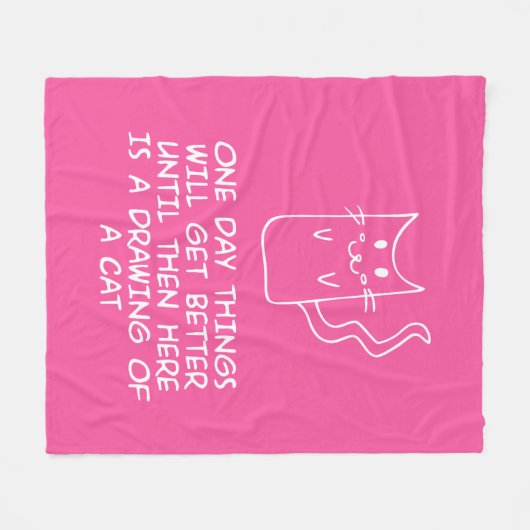 Hier is de tekening van een kat fleece deken (Voorkant (Horizontaal))