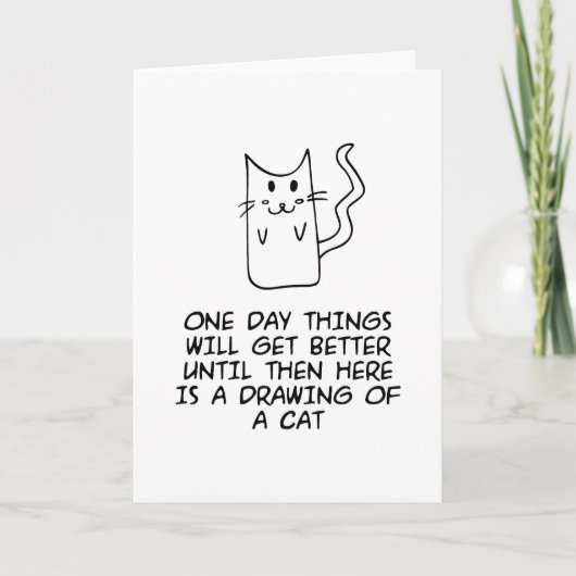 Hier is de tekening van een kat kaart (Voorkant)