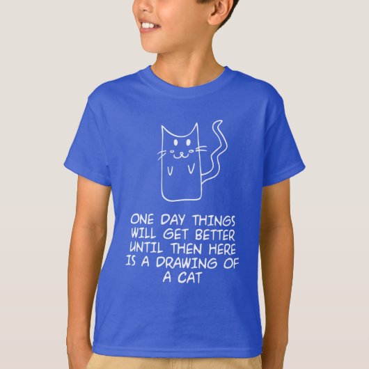 Hier is de tekening van een kat t-shirt (Voorkant)