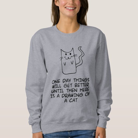 Hier is de tekening van een kat trui (Voorkant)