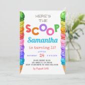 Hier is de uitnodiging van de Scoop Ice Cream op z (Staand voorkant)