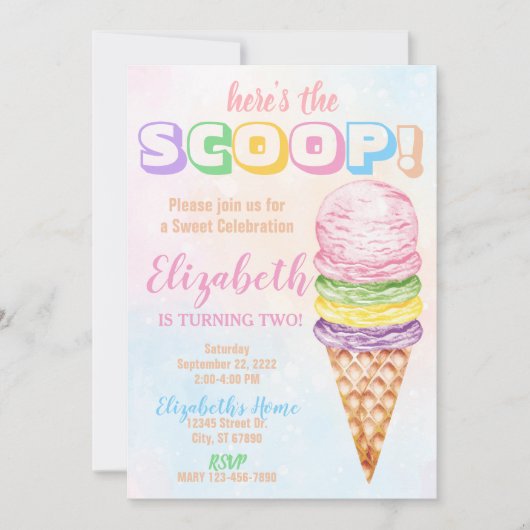 Hier is de uitnodiging van de Scoop Ice Cream op z (Voorkant)