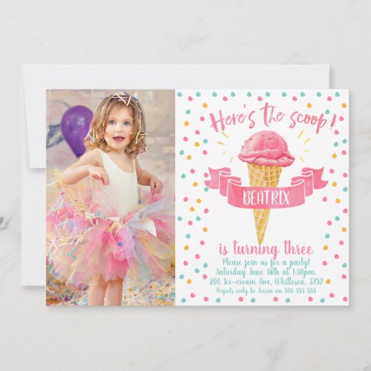 Hier is de uitnodiging voor de verjaardag van de S (Voorkant)